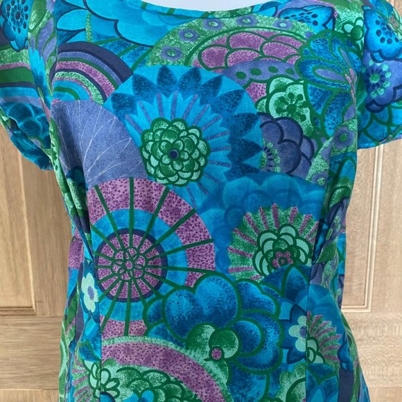 Vintage 50s Paradise Hawaii MuuMuu Blue Size 6-8 - Picture 4 of 7